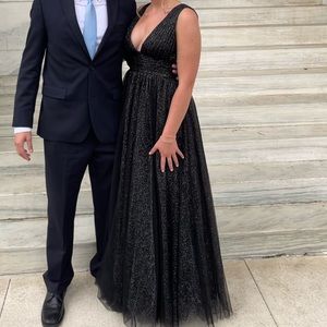 Basix Black Label sparkle v neck gown